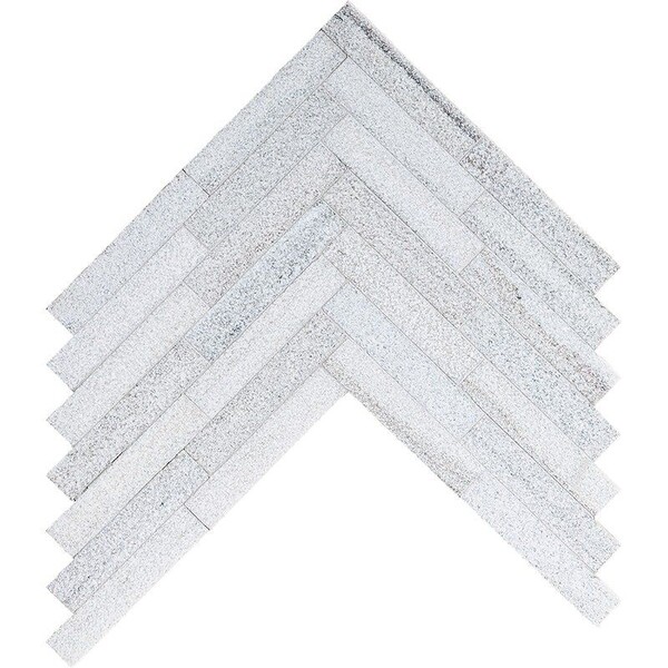 Skyline Full Grain Large Herringbone Marble Mosaic 12 7/8×8 9/16 Image