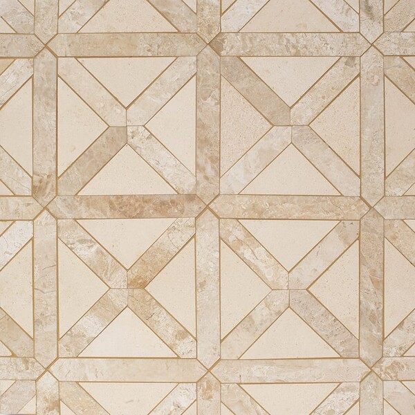 Şampanya rengi, Diana Royal cilalı büyük kafesli mermer mozaik 13 7/8×13 7/8 Resim