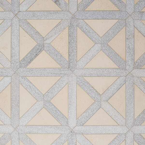 Champagne, Skyline Multi Finish Large Lattice Marble Mosaic 13 7/8×13 7/8 Image