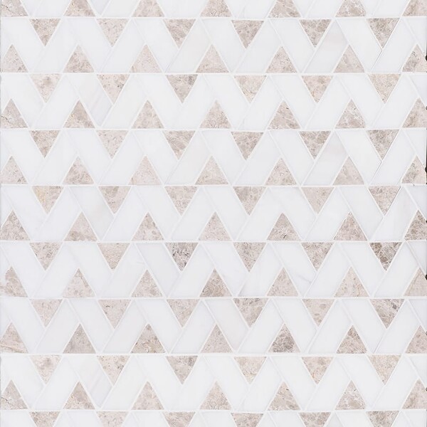 Silver Shadow, Snow White Honed Monte Marble Mosaic 12 3/8×12 3/8 Image