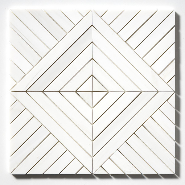 Snow White Multi Finish Ponte Marble Mosaic 14 5/16×14 5/16 Image