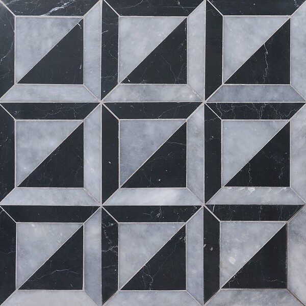 Allure, Black Multi Finish York Marble Mosaic 11 15/16×11 15/16 Image