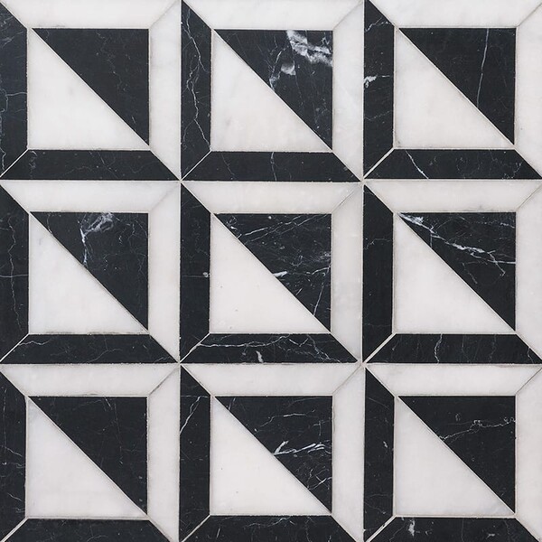 Black, Glacier Honed York Marble Mosaic 11 15/16×11 15/16 Image