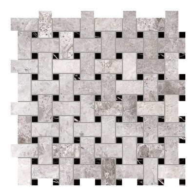 New Tundra Gray Polished Basket Weave Marble Mosaic 12x12