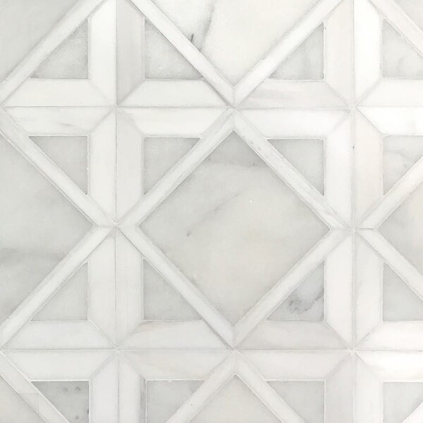 Snow White, Avalon Multi Finish Kent Marble Mosaic 13 9/16×13 9/16 Image