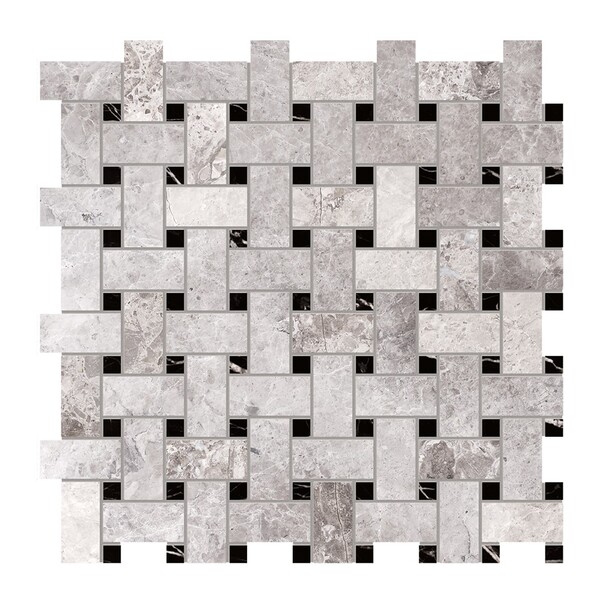 New Tundra Gray Honed Basket Weave Marble Mosaic 12×12 Image