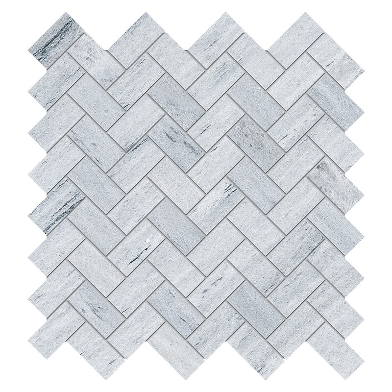 Neptune White Honed Herringbone 1x2 Marble Mosaic 11x11