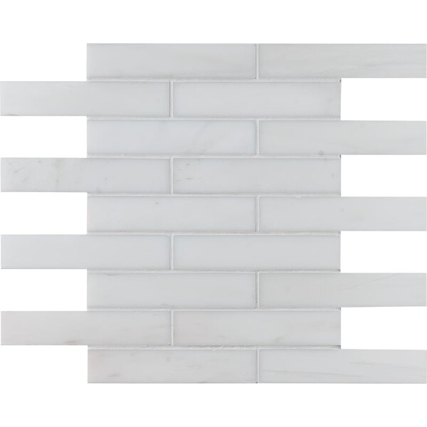 Snow White Honed Stg Mft 1 1/4×6 Marble Mosaic 12×12 Image