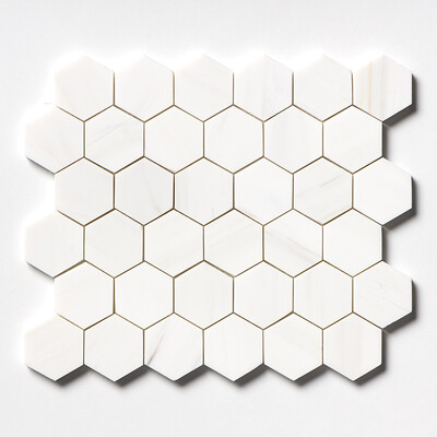 Bianco Dolomiti Classic Honed Hexagon Marble Mosaic 10 3/8x12