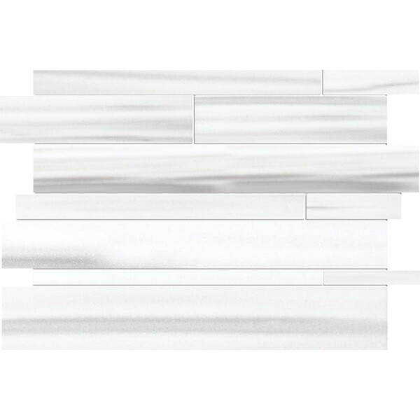 Frost White Honed Slides Marble Mosaic 11×17 Image