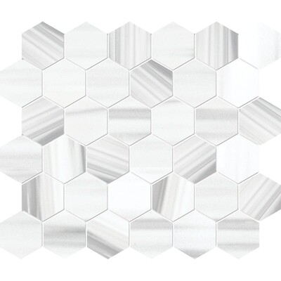 Frost White Honed Hexagon Marble Mosaic 10 3/8x12