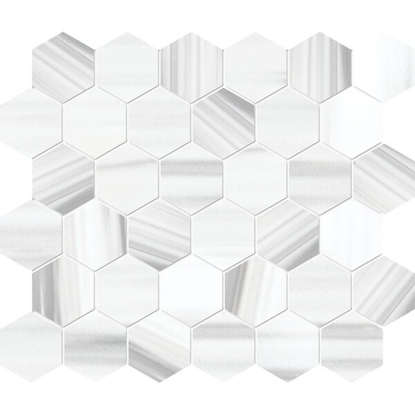 Frost White Honed Hexagon Marble Mosaic 10 3/8×12 Image