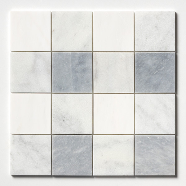 Allure Light, Snow White, Glacier Honed 4×4 Marble Mosaic 16×16 Image