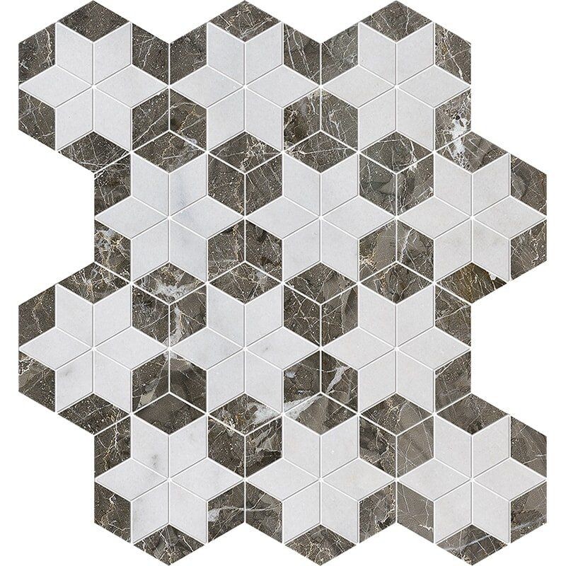 Avalon, Gümüş Damla Cilalı Stars Mermer Mozaik 14 3/16x14 15/16