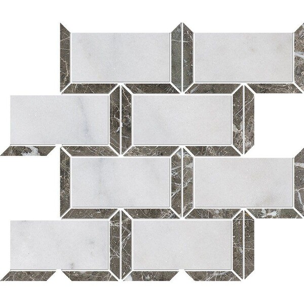Avalon, Silver Drop Polished Cascade Marble Mosaic 9 5/8×11 13/16 Image