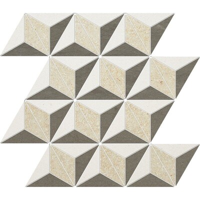 Champagne, Seashell, Bosphorus Honlanmış Diamond 3d Limestone  Mozaik 15 3/8x13 3/4