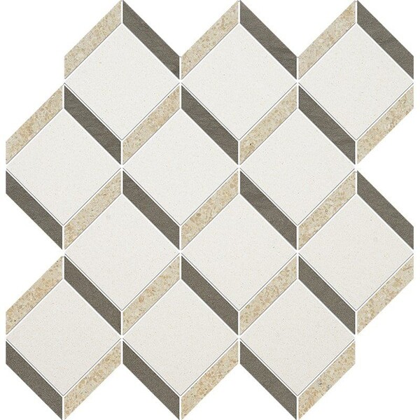 Champagne, Seashell, Bosphorus Honed Steps 3d Limestone Mosaic 14 9/16×14 15/16 Image