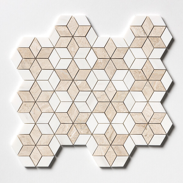 Diana Royal, Snow White Multi Finish Stars Marble Mosaic 14 3/16×14 15/16 Image