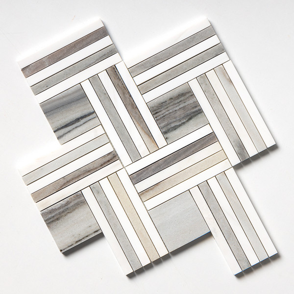 Skyline, Snow White Multi Finish Maze Basket Marble Mosaic 14 15/16×17 11/16 Image