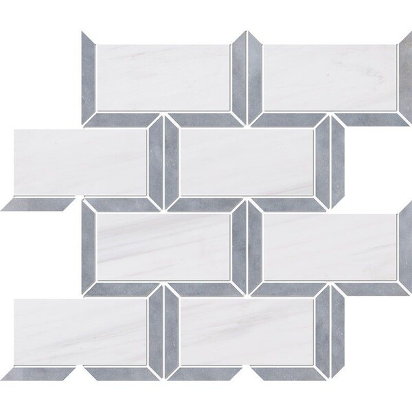 Snow White, Allure Multi Finish Cascade Marble Mosaic 9 5/8×11 13/16 Image