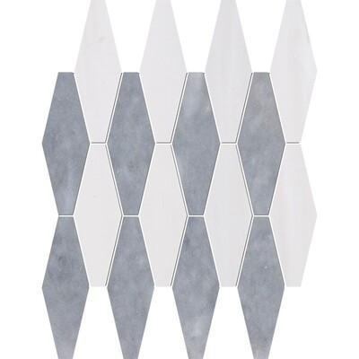 Snow White, Allure Multi yüzey işlemi Rhomboid Blend Mermer Mozaik 11x14 15/16