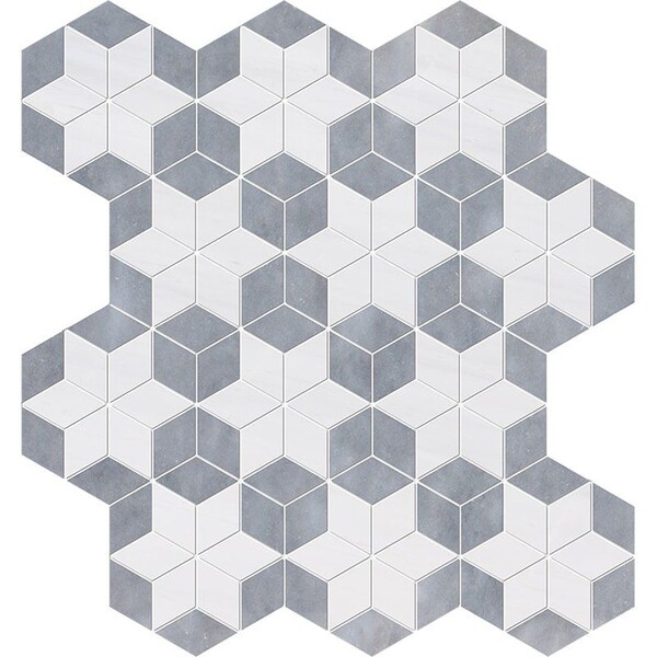 Snow White, Allure Multi Finish Stars Marble Mosaic 14 3/16×14 15/16 Image