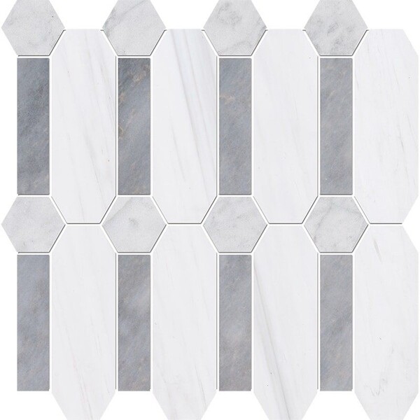 Snow White, Allure Multi Finish Pillar Marble Mosaic 13×13 Image