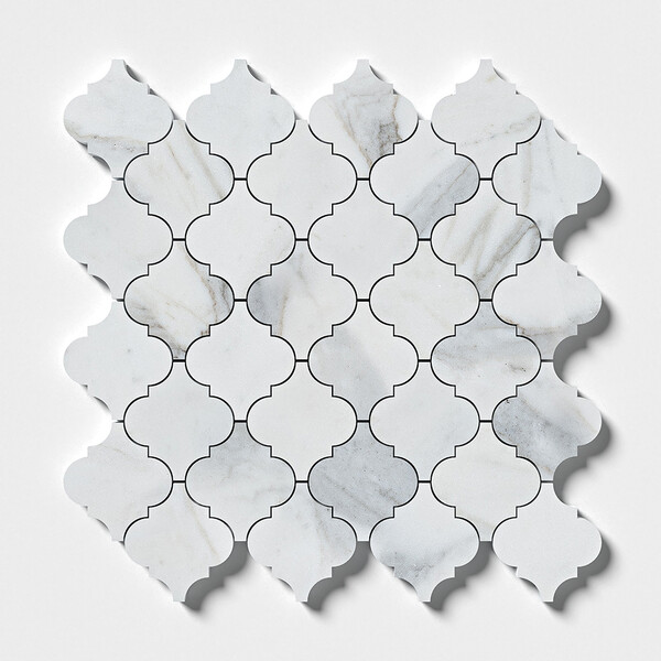 Calacatta Gold Royal Honed Arabesque Marble Mosaic 12×12 Image
