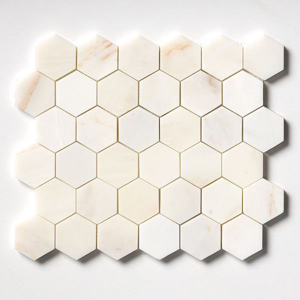 Calacatta Amber Honed Hexagon Marble Mosaic 10 3/8×12 Image