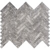 Iris Black Leather Herringbone Marble Mosaic 12 1/8×13 3/8 Image