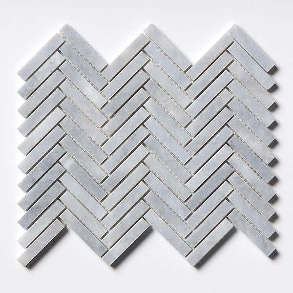 Allure Light Honed Herringbone Marble Mosaic 12 1/8×13 3/8 Image