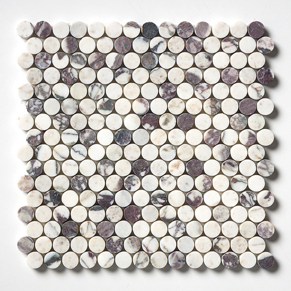 Calacatta Viola Honed Penny Round Marble Mosaic 11 1/4×11 3/4 Image