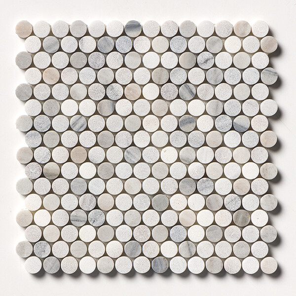 Skyline Multi Finish Penny Round Marble Mosaic 11 1/4×11 3/4 Image