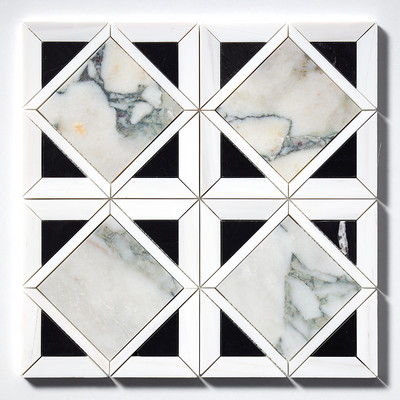 Calacatta Green Honed Kent Marble Mosaic 13 9/16x13 9/16