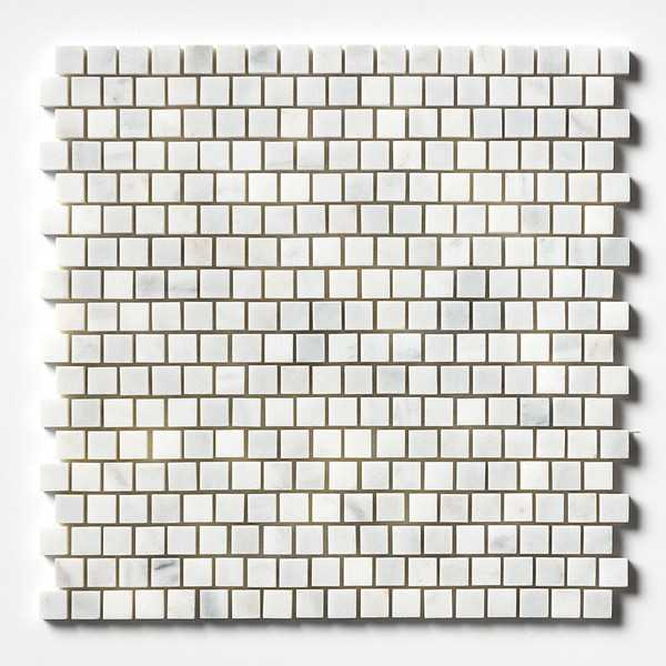 Carrara Blend Honed Staggered Joint Marble Mosaic 12×12 Image