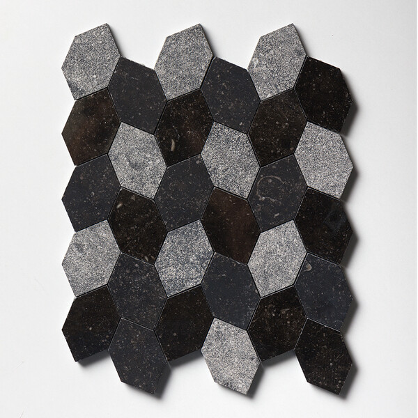 Belgium Blue Textura Autumn Leaf Limestone Mosaic 11 13/16×13 9/16 Image