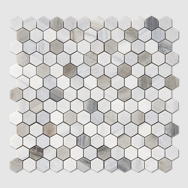 Skyline Multi Finish Hexagon Marble Mosaic 11 5/8×12 3/8 Image
