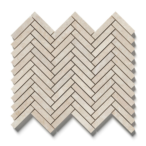 Delano Honed Herringbone 5/8×3 Marble Mosaic 12 1/8×13 3/8 Image