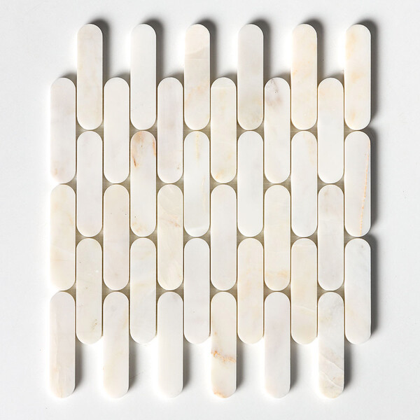 Calacatta Amber Honed Pill Marble Mosaic 12×12 Image
