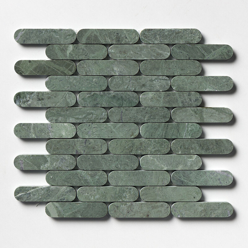 Verde Tia Honed Pill Marble Mosaic 12x12