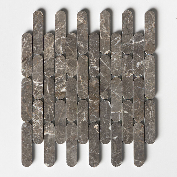 Mosaico de mármore Silver Drop Honed Pill 12×12 Imagem