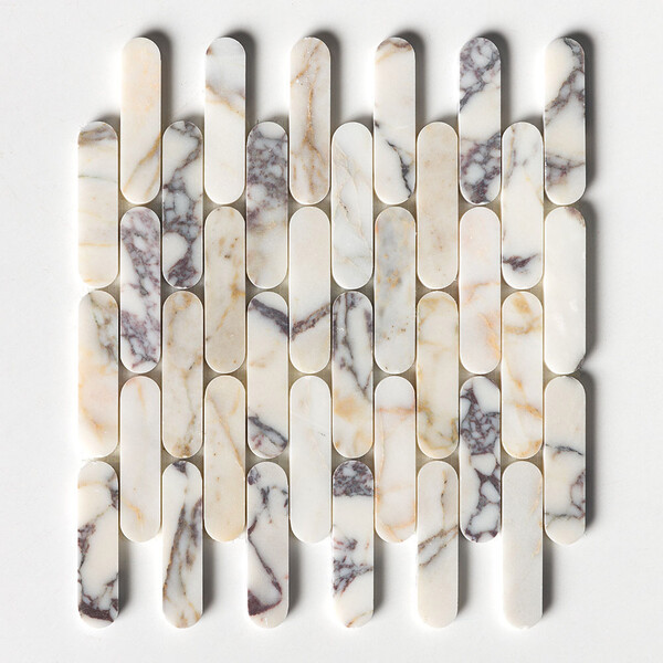 Calacatta Picasso Honed Pill Marble Mosaic 12×12 Image