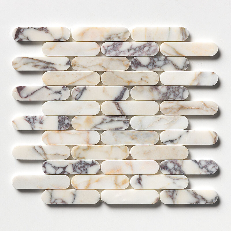 Calacatta Picasso Honed Pill Marble Mosaic 12x12