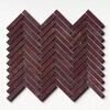 Red Bordeaux Honed Herringbone 5/8×3 Marble Mosaic 10 7/16×12 13/16 Image