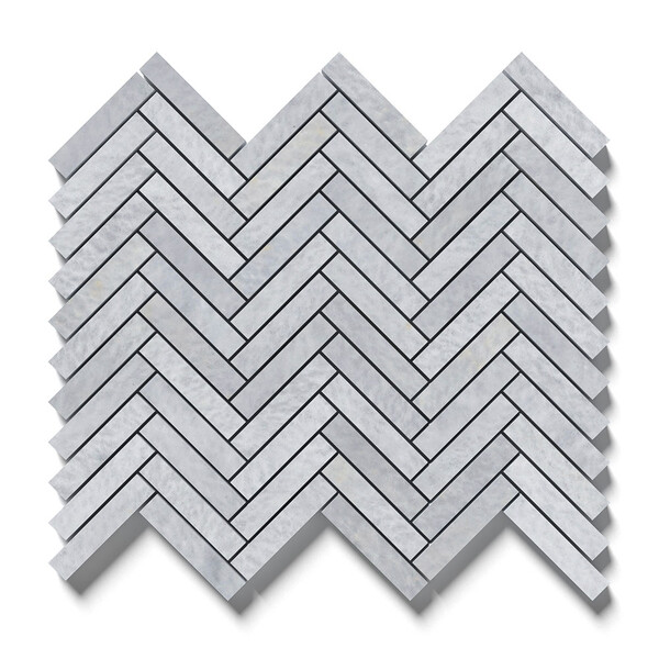 Diamond Blue Honed Herringbone 5/8×3 Marble Mosaic 10 7/16×12 13/16 Image