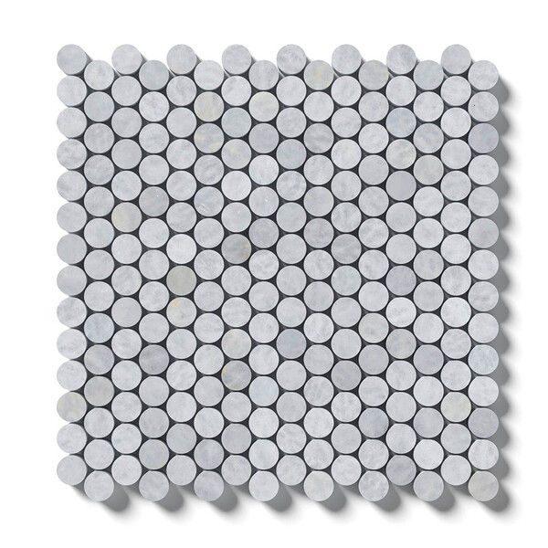 Diamond Blue Honed Penny Round Marble Mosaic 11 1/4×11 3/4 Image