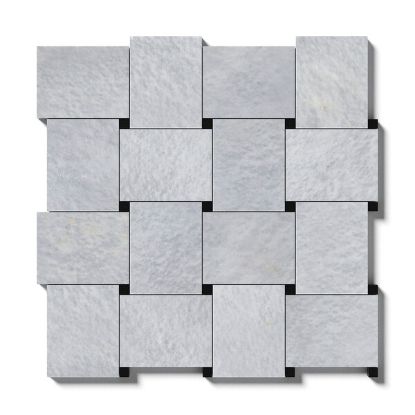 Diamond Blue, Black Honed Pinwheel Marble Mosaic 10 7/16×10 7/16 Image