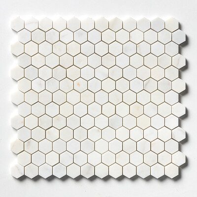 White Pearl Honed Hexagon 1x1 Marble Mosaic 12x12