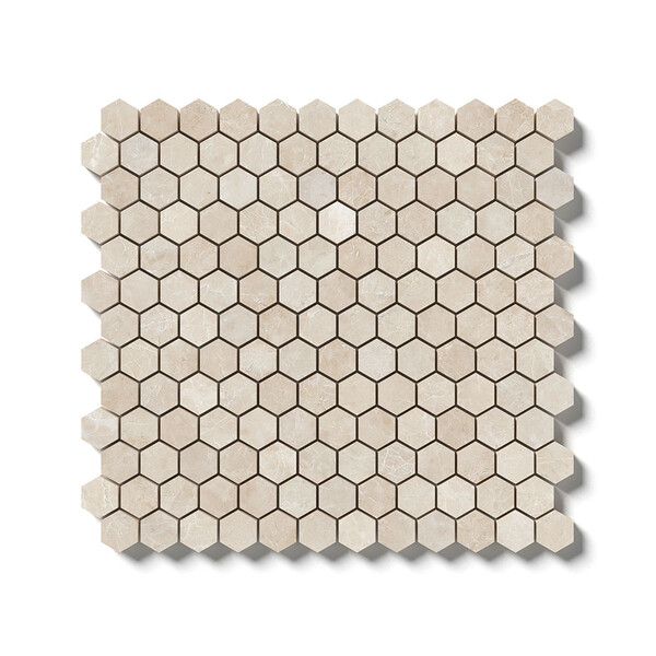 Delano Honed Hexagon 1×1 Marble Mosaic 12×12 Image