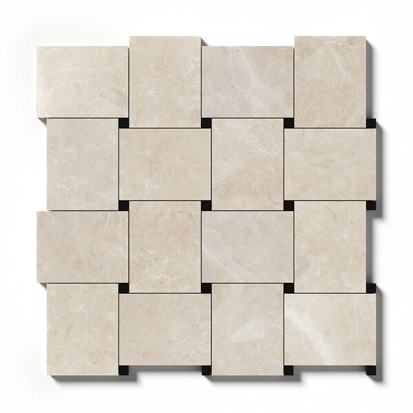 Delano, Black Honed Pinwheel Marble Mosaic 10 7/16×10 7/16 Image